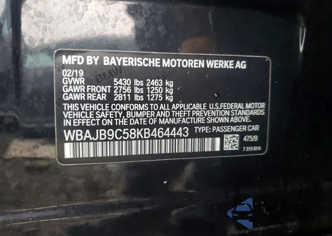 2019 BMW M550Xi from USA, damaged, VIN WBAJB9C58KB464443